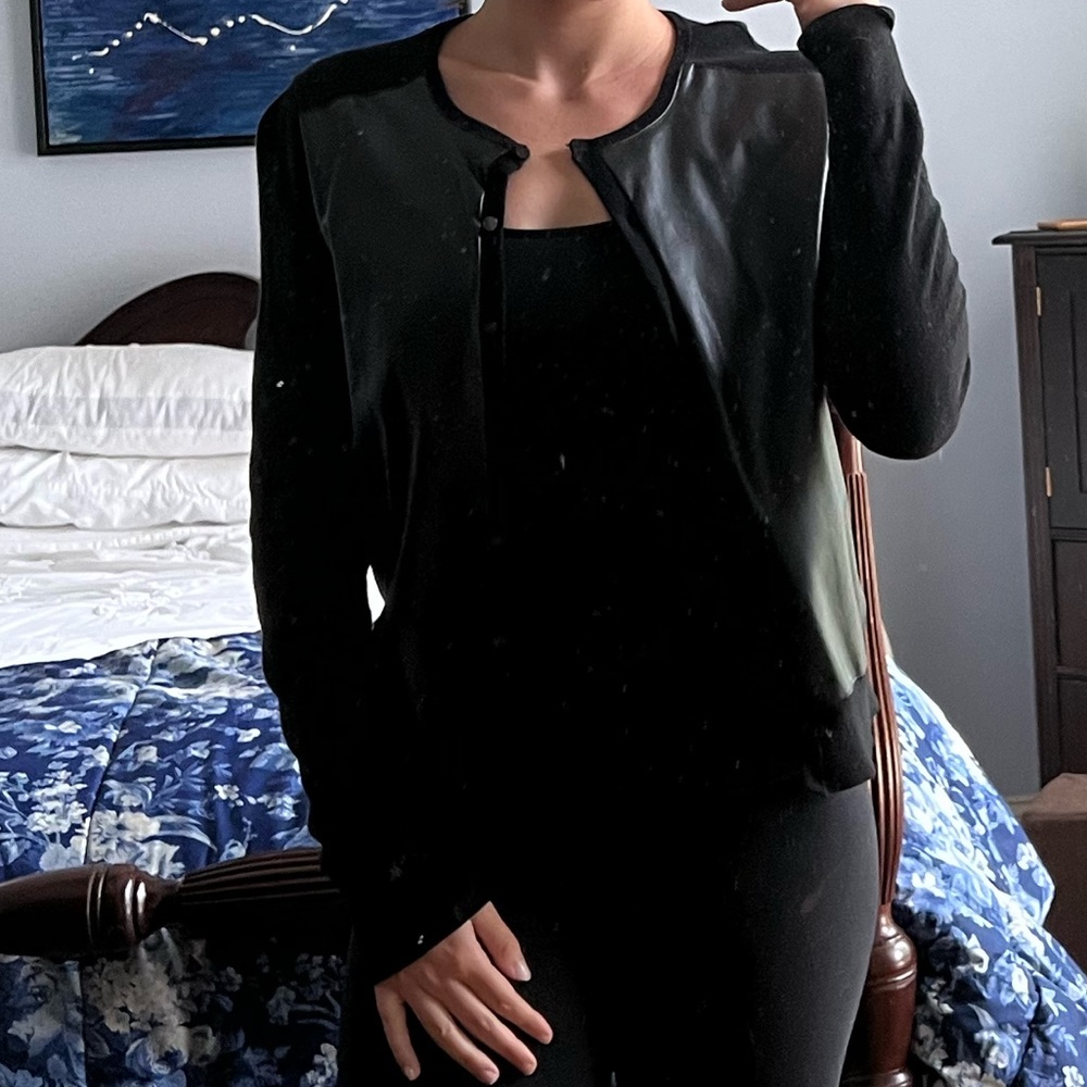 Ann Taylor, black cardigan, cotton/rayon